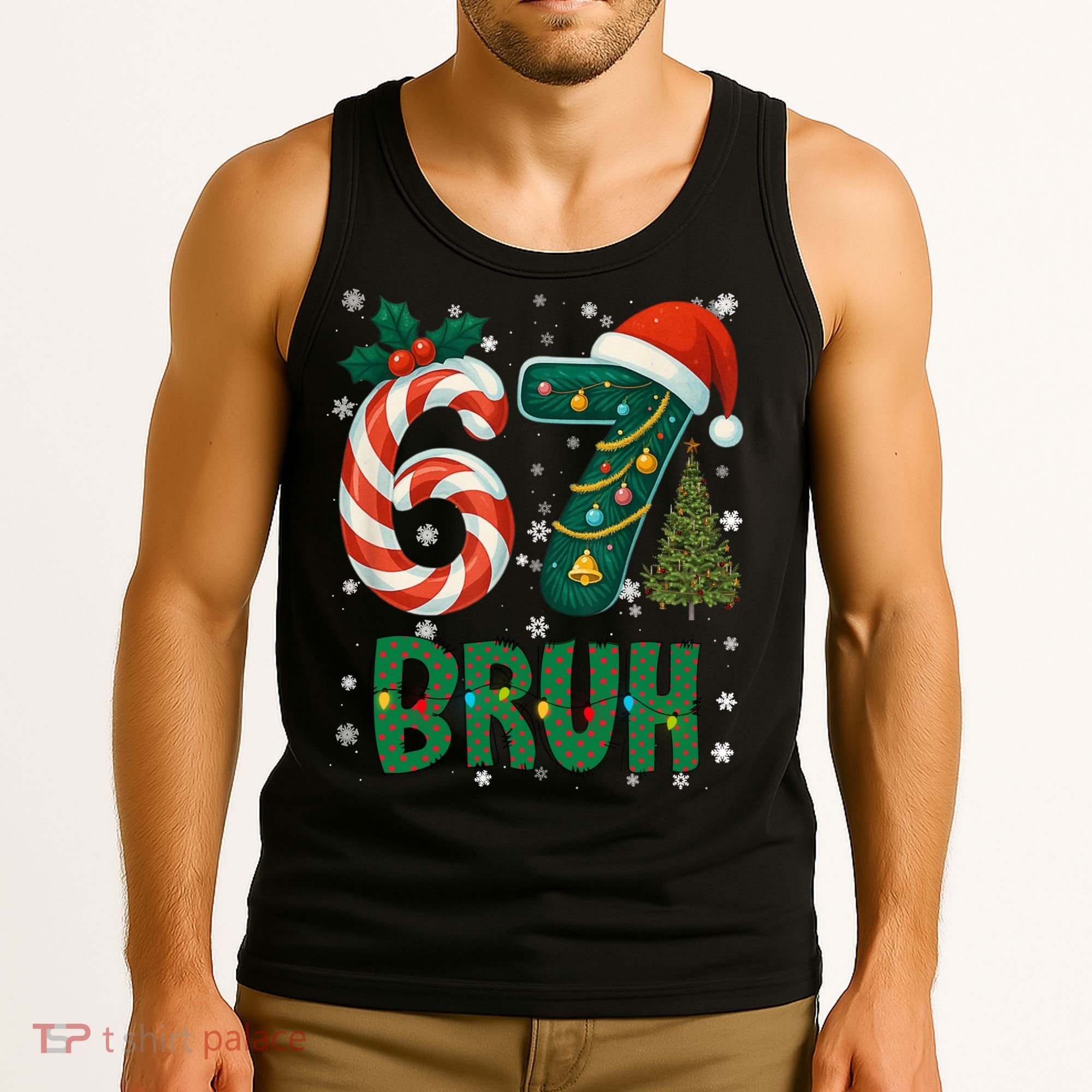 Bruh 67 Six Seven 6-7 Meme Christmas Funny Tank Top