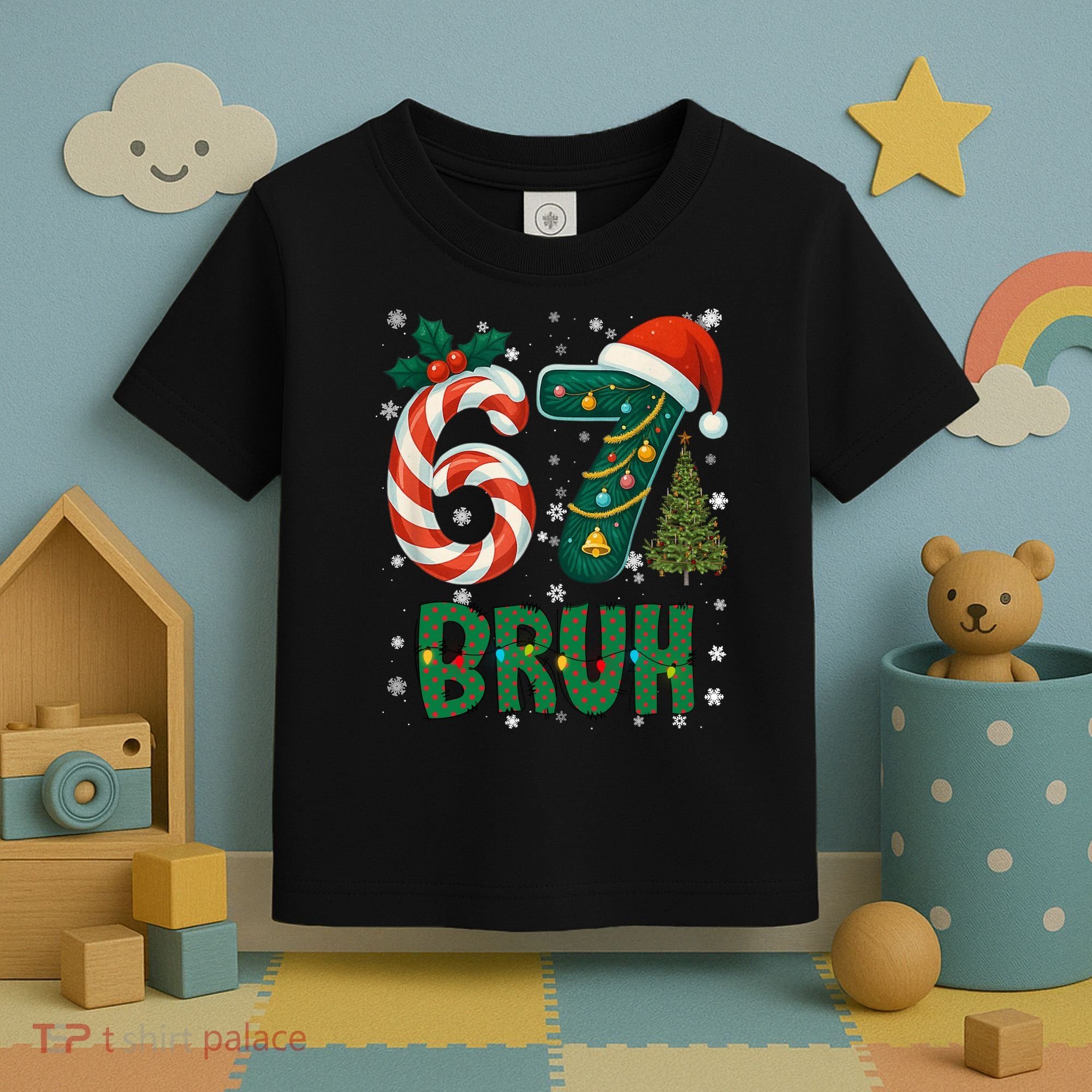 Bruh 67 Six Seven 6-7 Meme Christmas Funny Toddler T-Shirt