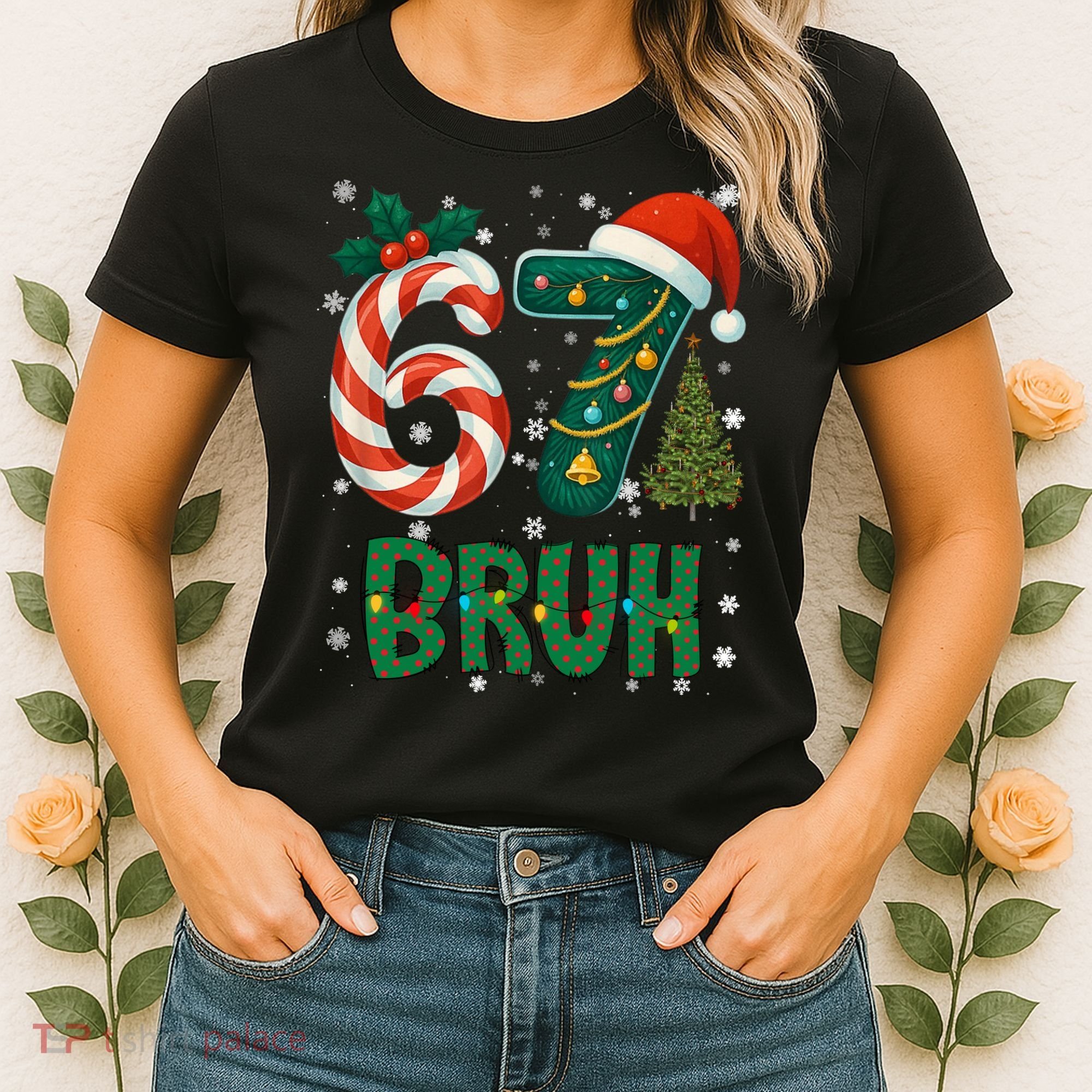 Bruh 67 Six Seven 6-7 Meme Christmas Funny Women's T-Shirt