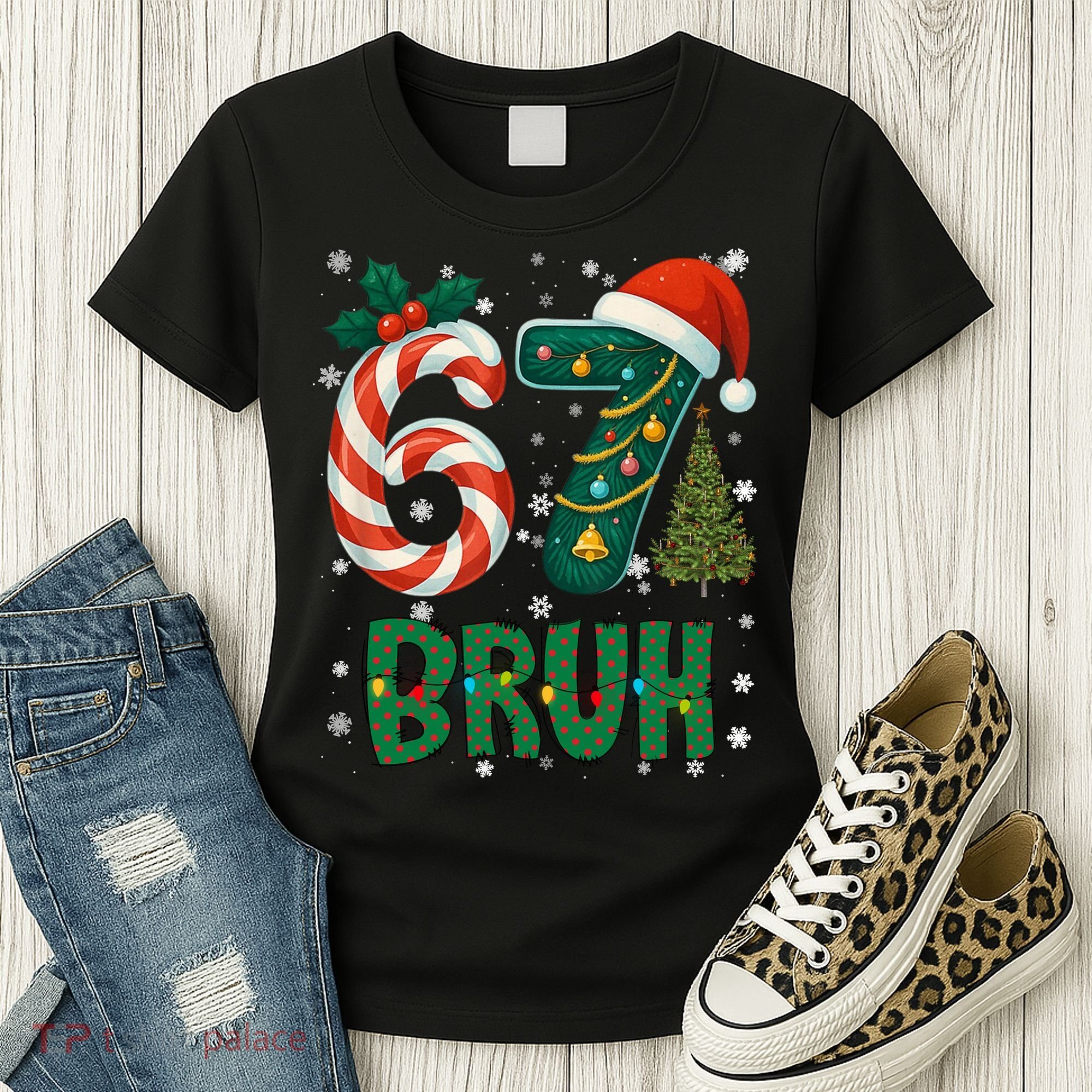 Bruh 67 Six Seven 6-7 Meme Christmas Funny Women's T-Shirt