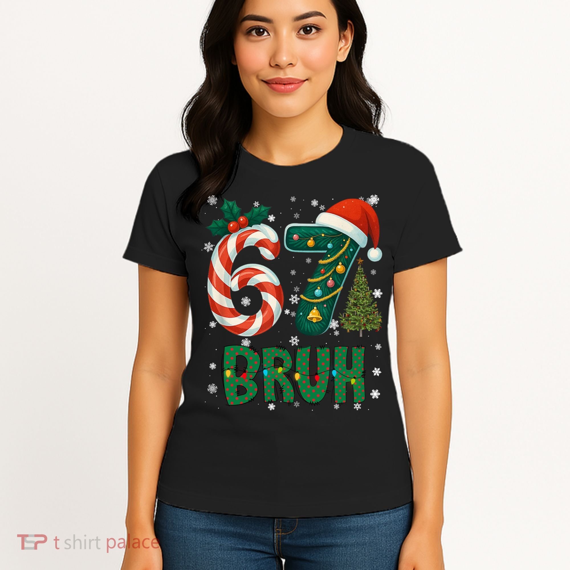 Bruh 67 Six Seven 6-7 Meme Christmas Funny Women's T-Shirt
