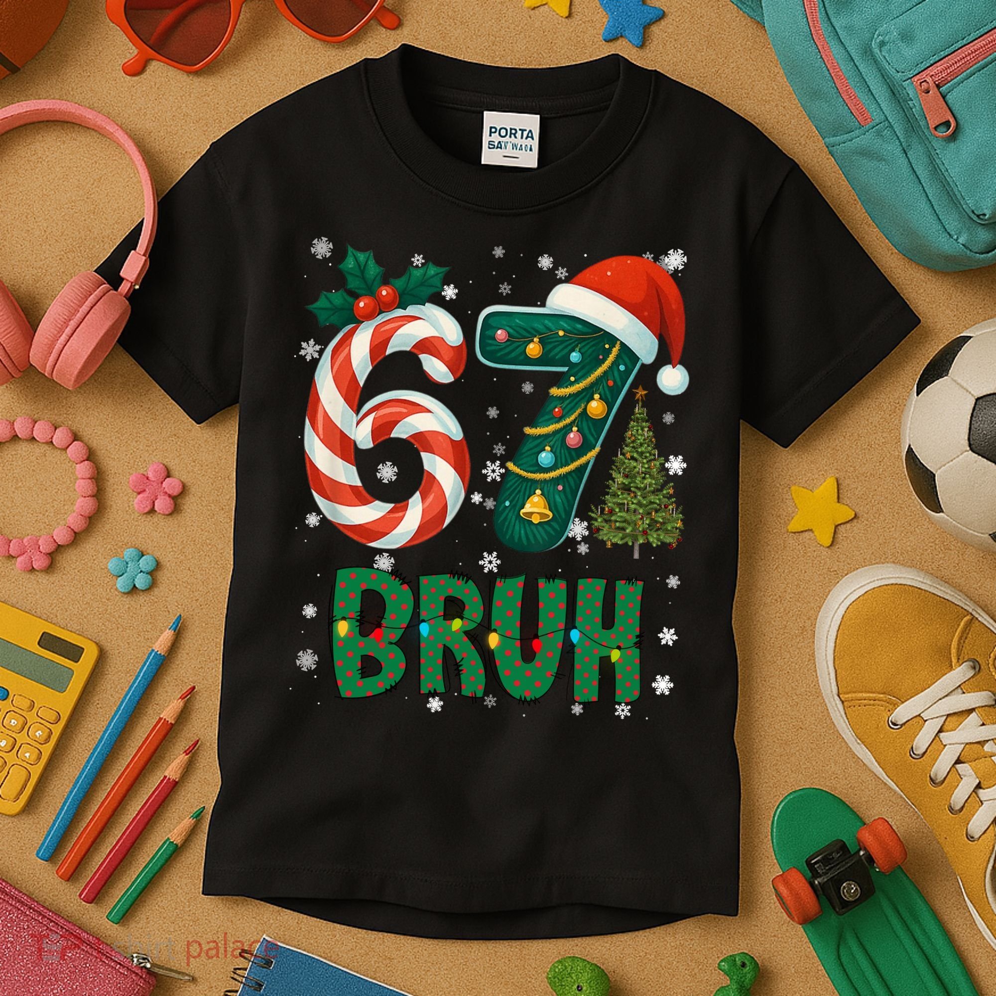 Bruh 67 Six Seven 6-7 Meme Christmas Funny Kids T-Shirt