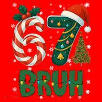 Bruh 67 Six Seven 6-7 Meme Christmas Funny Santa Hat thumb 1