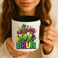 Bruh 67 Six Seven 6-7 Meme Mardi Gras Funny Coffee Mug thumb 3