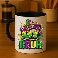 Bruh 67 Six Seven 6-7 Meme Mardi Gras Funny Coffee Mug thumb 4