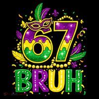 Bruh 67 Six Seven 6-7 Meme Mardi Gras Funny Coffee Mug thumb 5