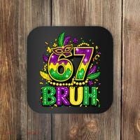Bruh 67 Six Seven 6-7 Meme Mardi Gras Funny Coaster thumb 0