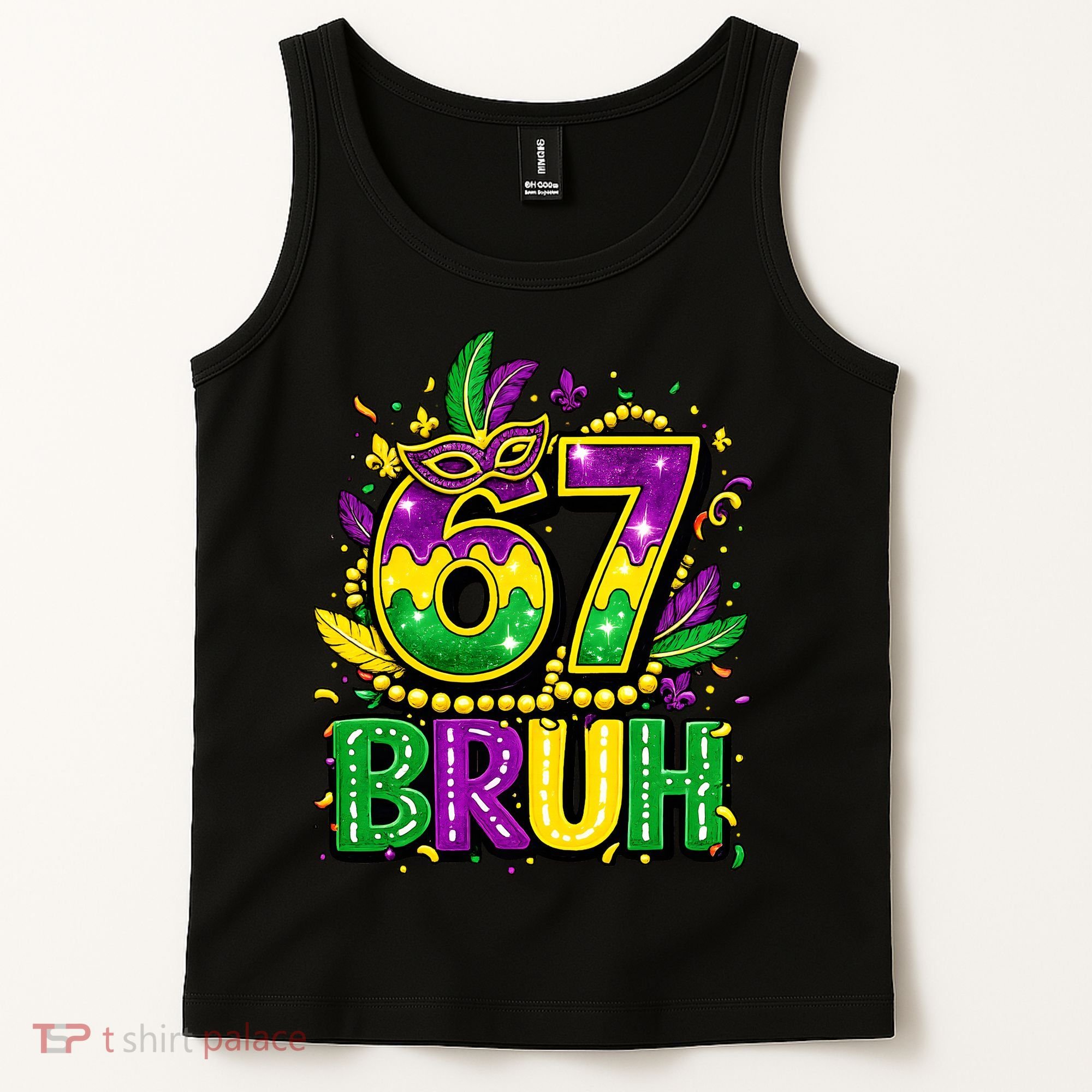Bruh 67 Six Seven 6-7 Meme Mardi Gras Funny Tank Top