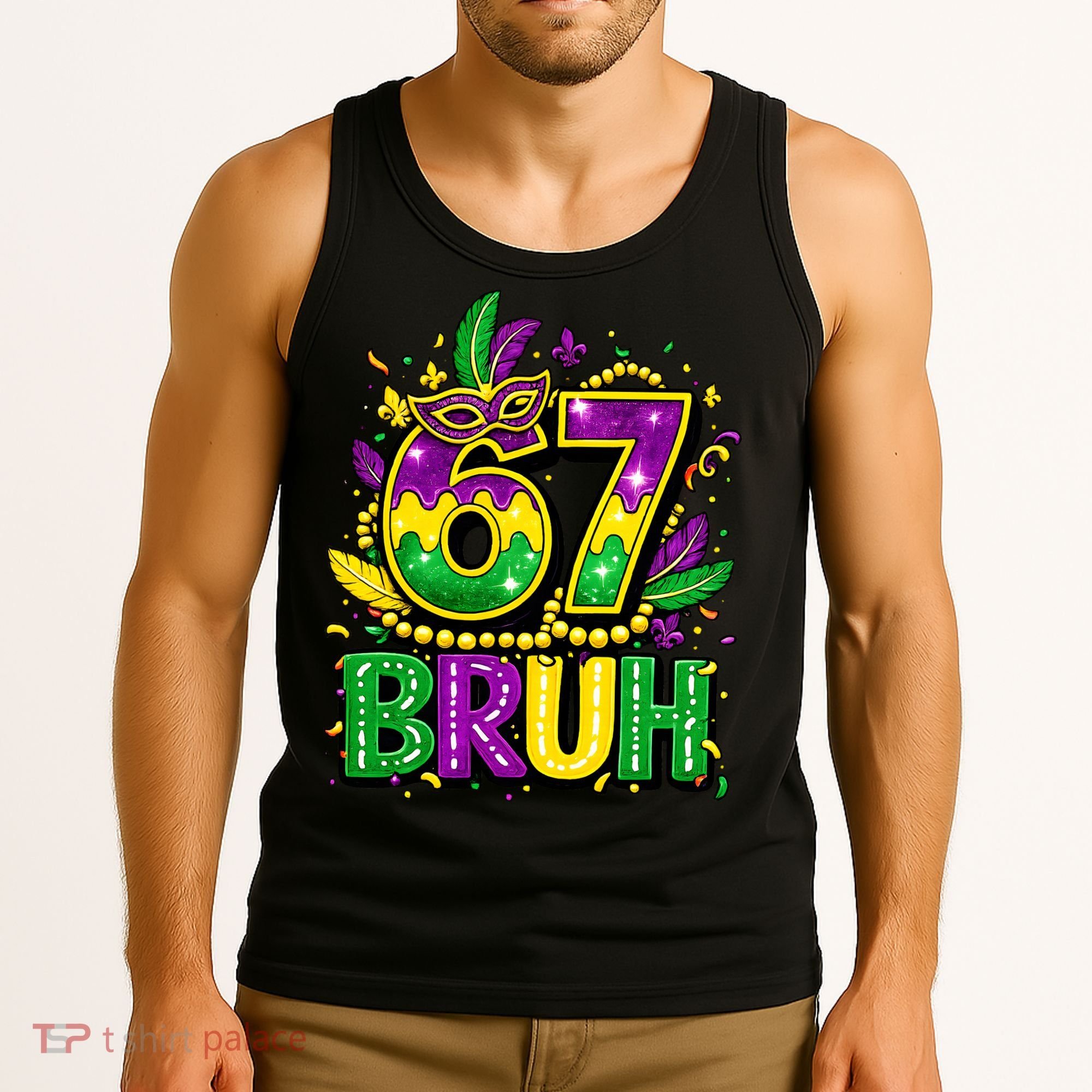 Bruh 67 Six Seven 6-7 Meme Mardi Gras Funny Tank Top