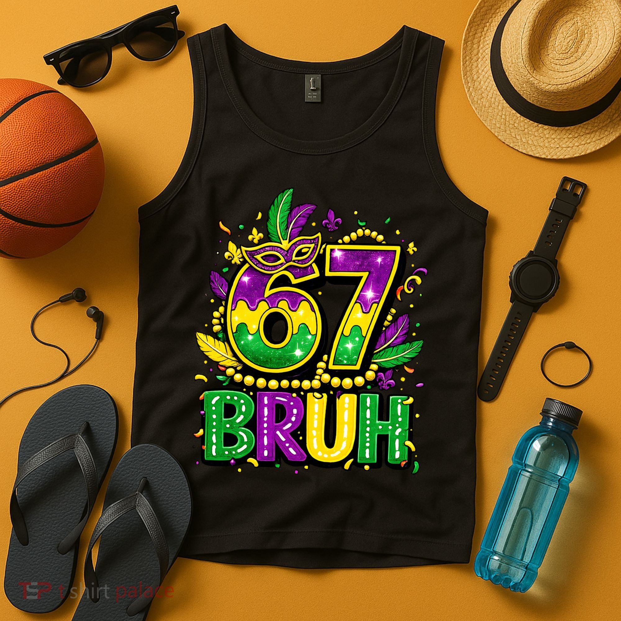 Bruh 67 Six Seven 6-7 Meme Mardi Gras Funny Tank Top