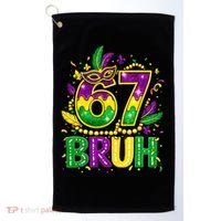Bruh 67 Six Seven 6-7 Meme Mardi Gras Funny Golf Towel thumb 0