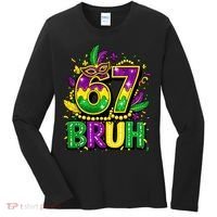 Bruh 67 Six Seven 6-7 Meme Mardi Gras Funny Women's Long Sleeve Shirt thumb 0
