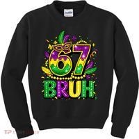 Bruh 67 Six Seven 6-7 Meme Mardi Gras Funny Kids Sweatshirt thumb 0