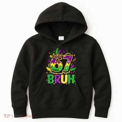 Bruh 67 Six Seven 6-7 Meme Mardi Gras Funny Kids Hoodie