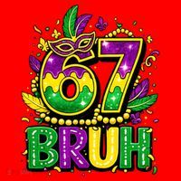 Bruh 67 Six Seven 6-7 Meme Mardi Gras Funny Santa Hat thumb 1