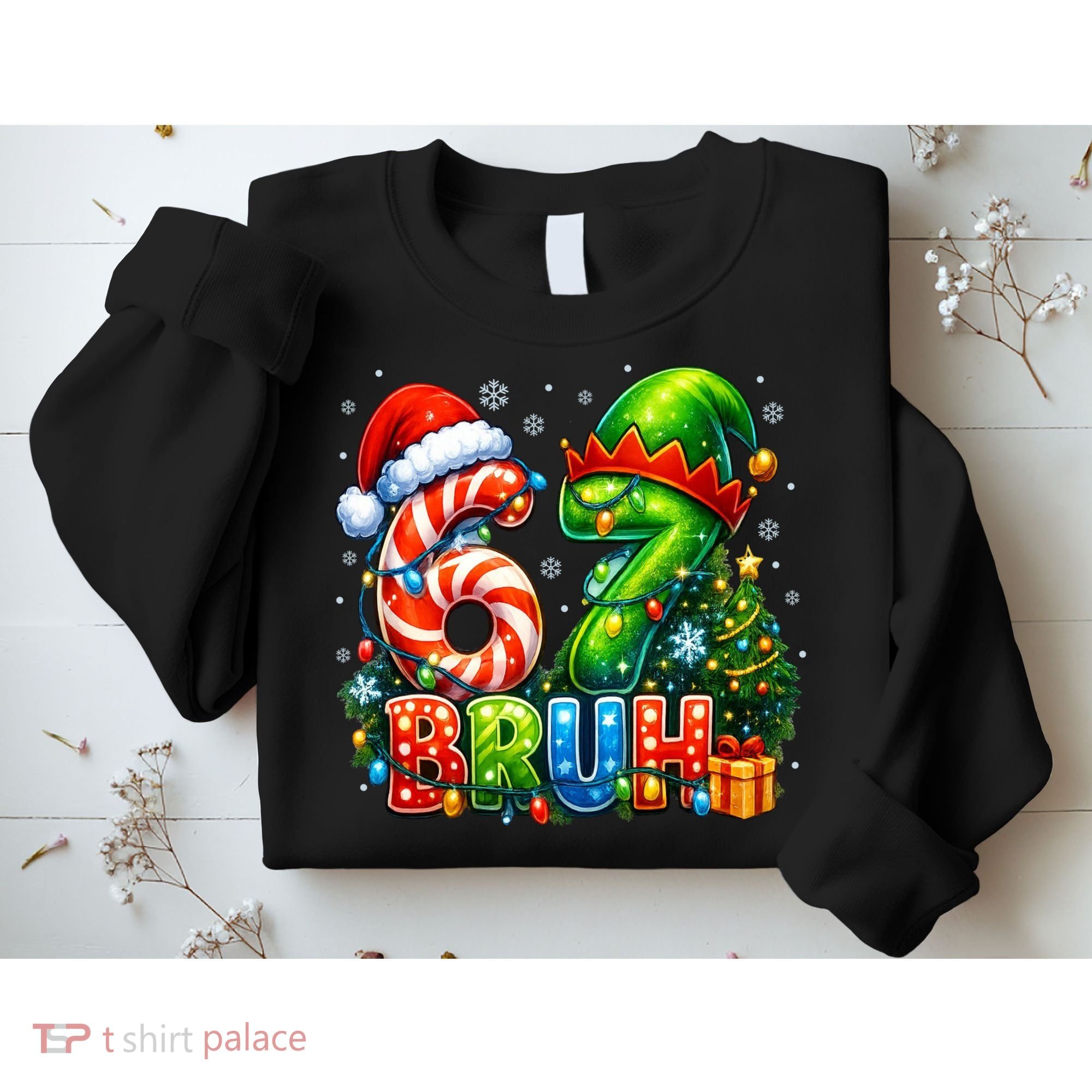 Bruh 67 Six Seven 6-7 Meme Christmas Sweatshirt