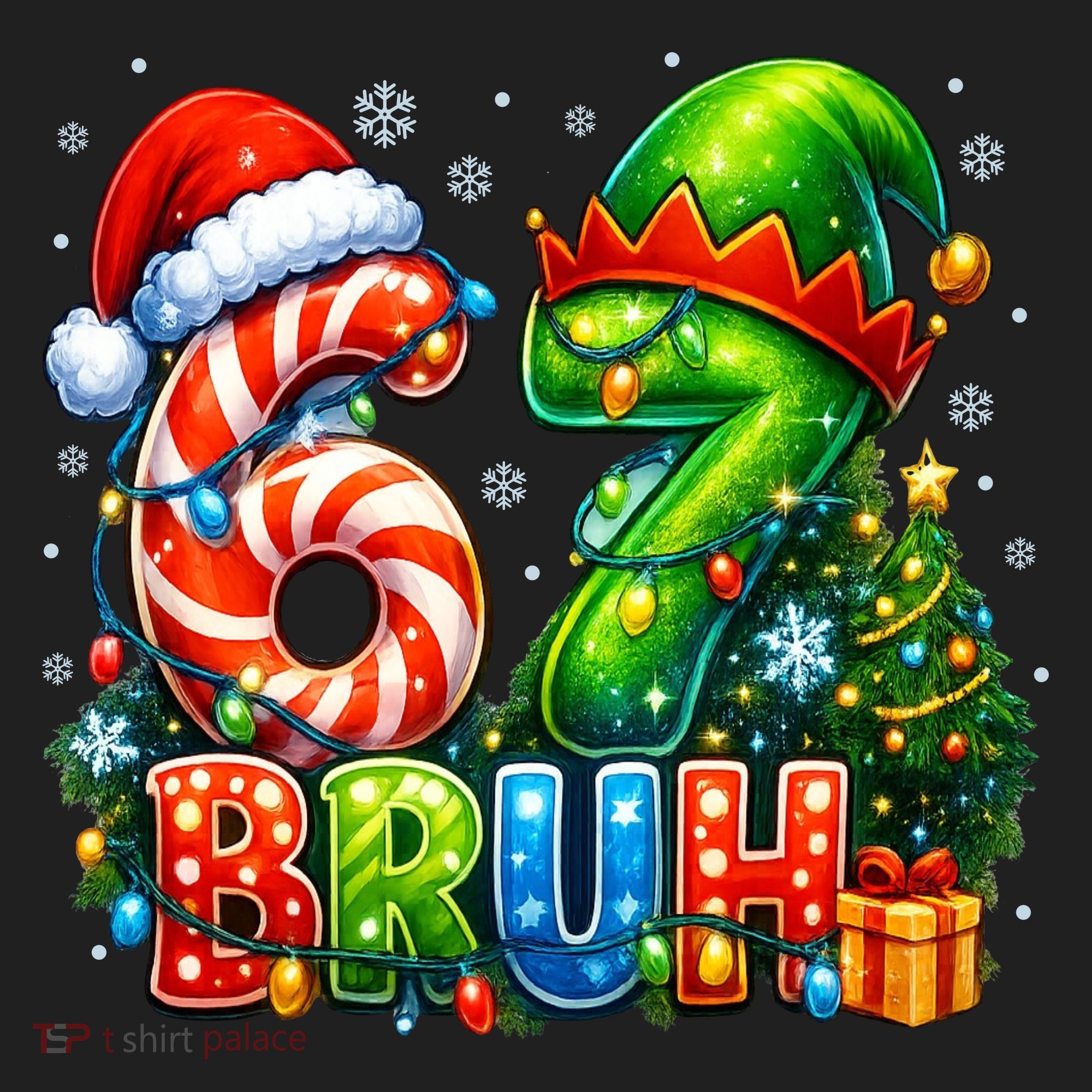 Bruh 67 Six Seven 6-7 Meme Christmas Beanie