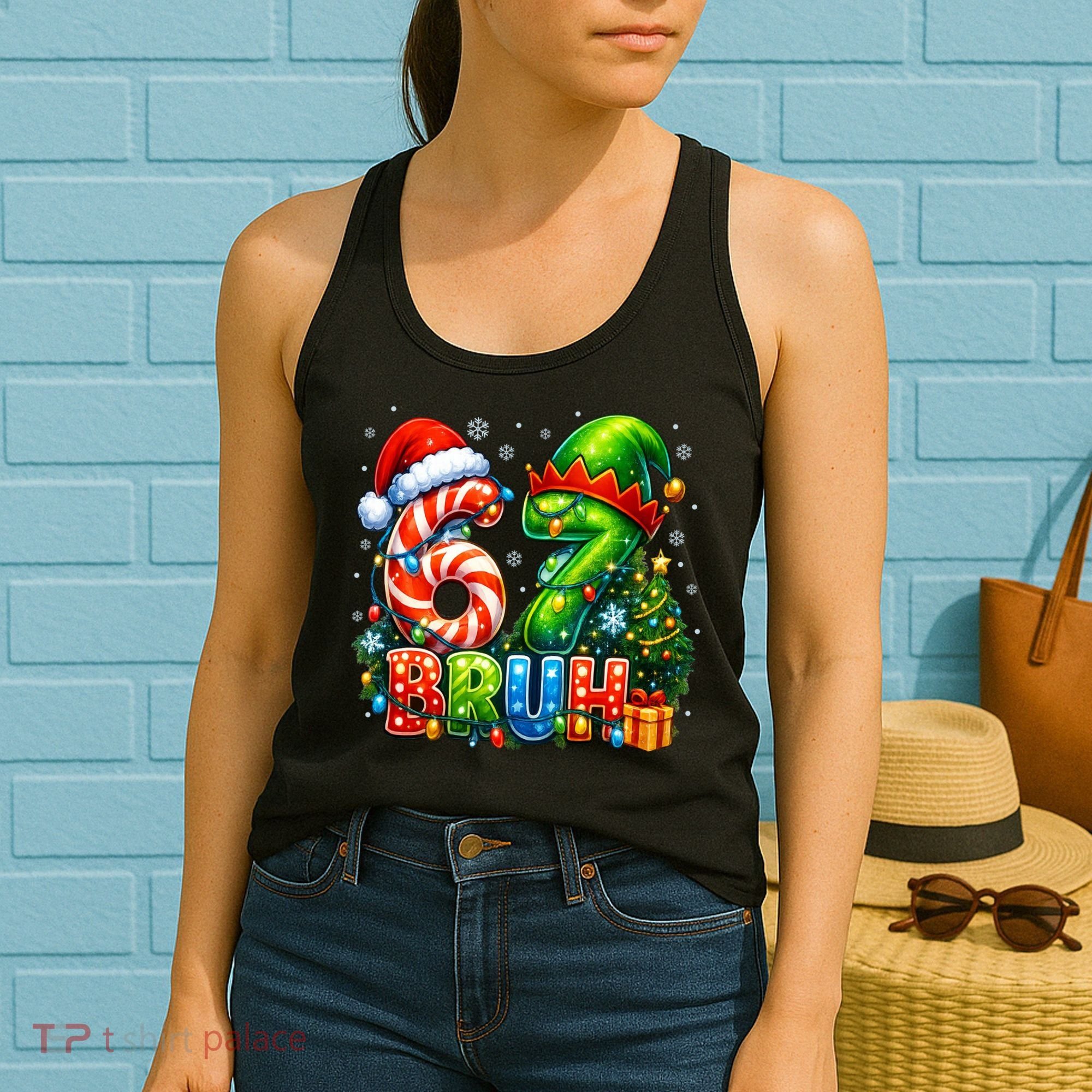 Bruh 67 Six Seven 6-7 Meme Christmas Women's Tank Top