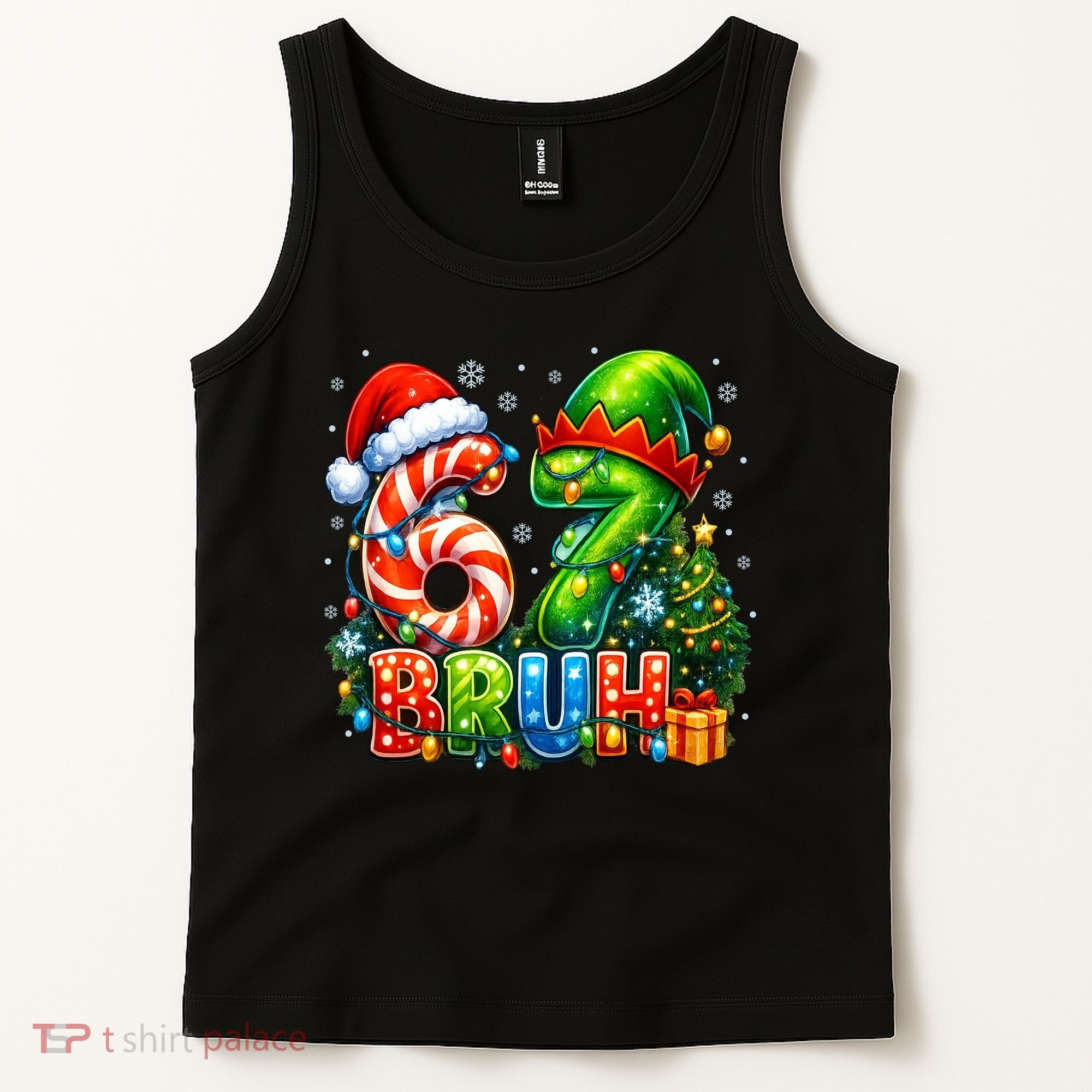 Bruh 67 Six Seven 6-7 Meme Christmas Tank Top