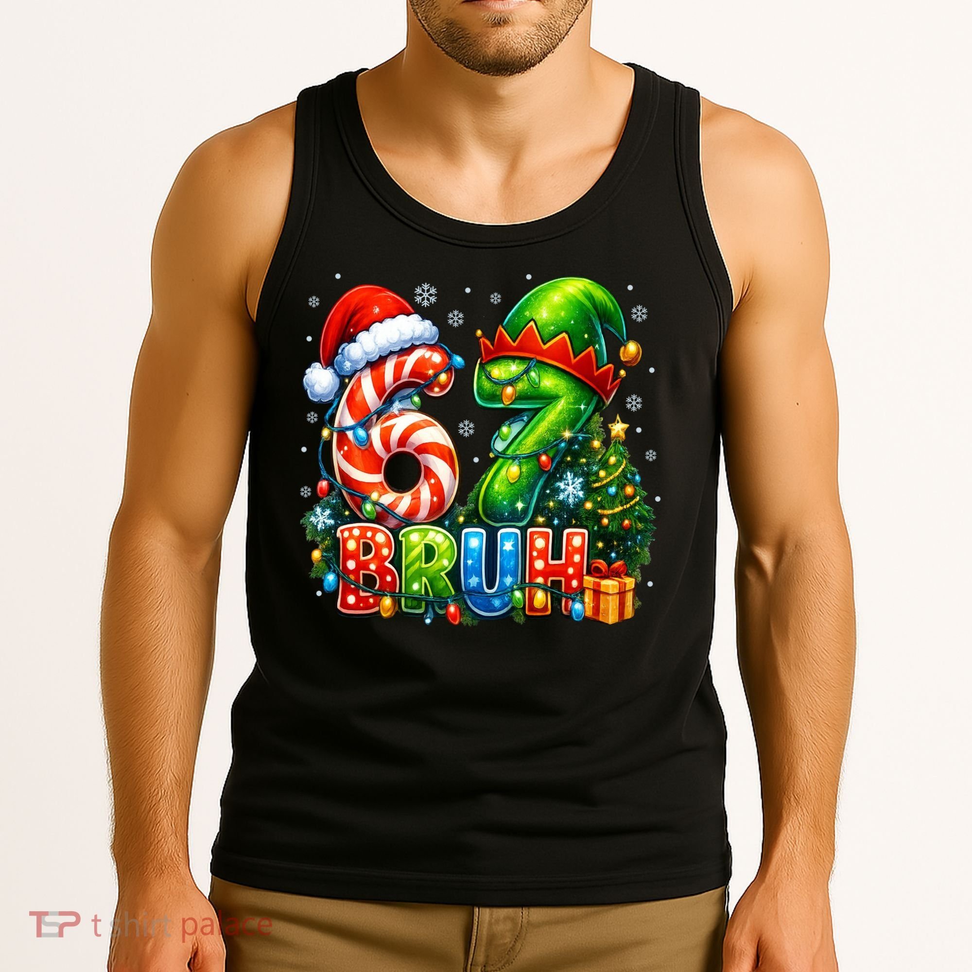 Bruh 67 Six Seven 6-7 Meme Christmas Tank Top