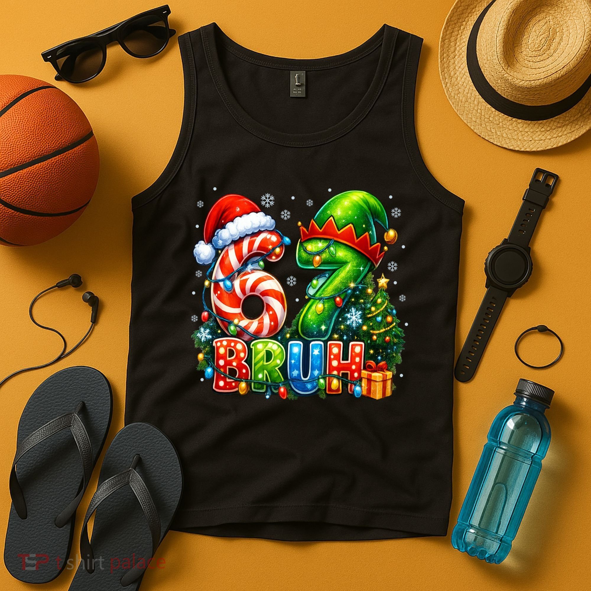Bruh 67 Six Seven 6-7 Meme Christmas Tank Top