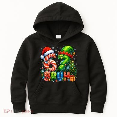 Bruh 67 Six Seven 6-7 Meme Christmas Kids Hoodie