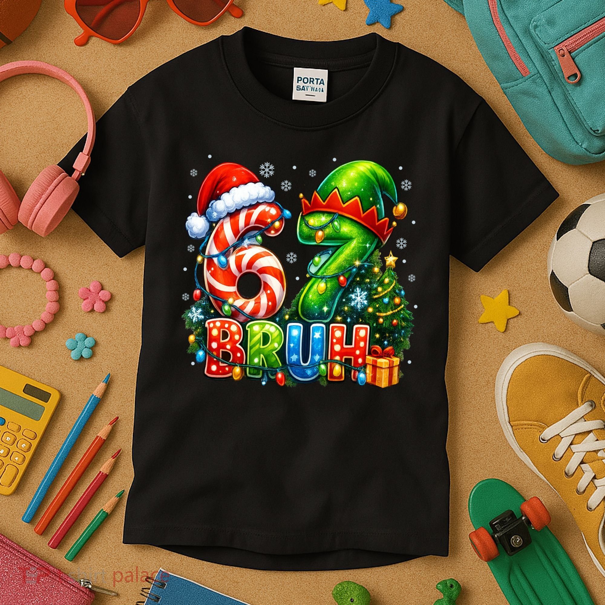 Bruh 67 Six Seven 6-7 Meme Christmas Kids T-Shirt