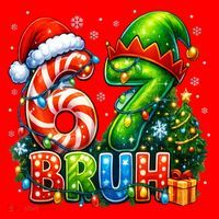Bruh 67 Six Seven 6-7 Meme Christmas Santa Hat thumb 1