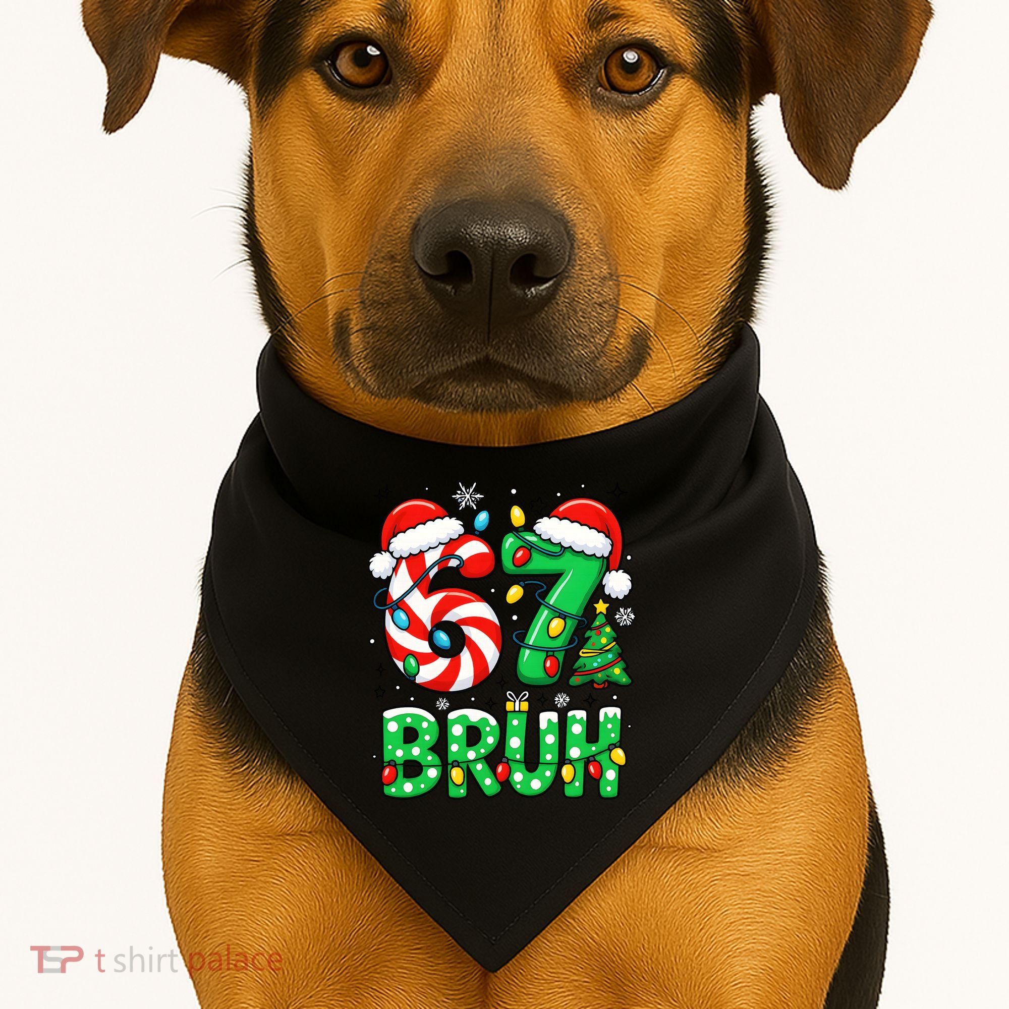 Bruh 67 Six Seven 6 7 Meme Christmas USA-Made Doggie Bandana