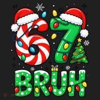 Bruh 67 Six Seven 6 7 Meme Christmas Hat thumb 2