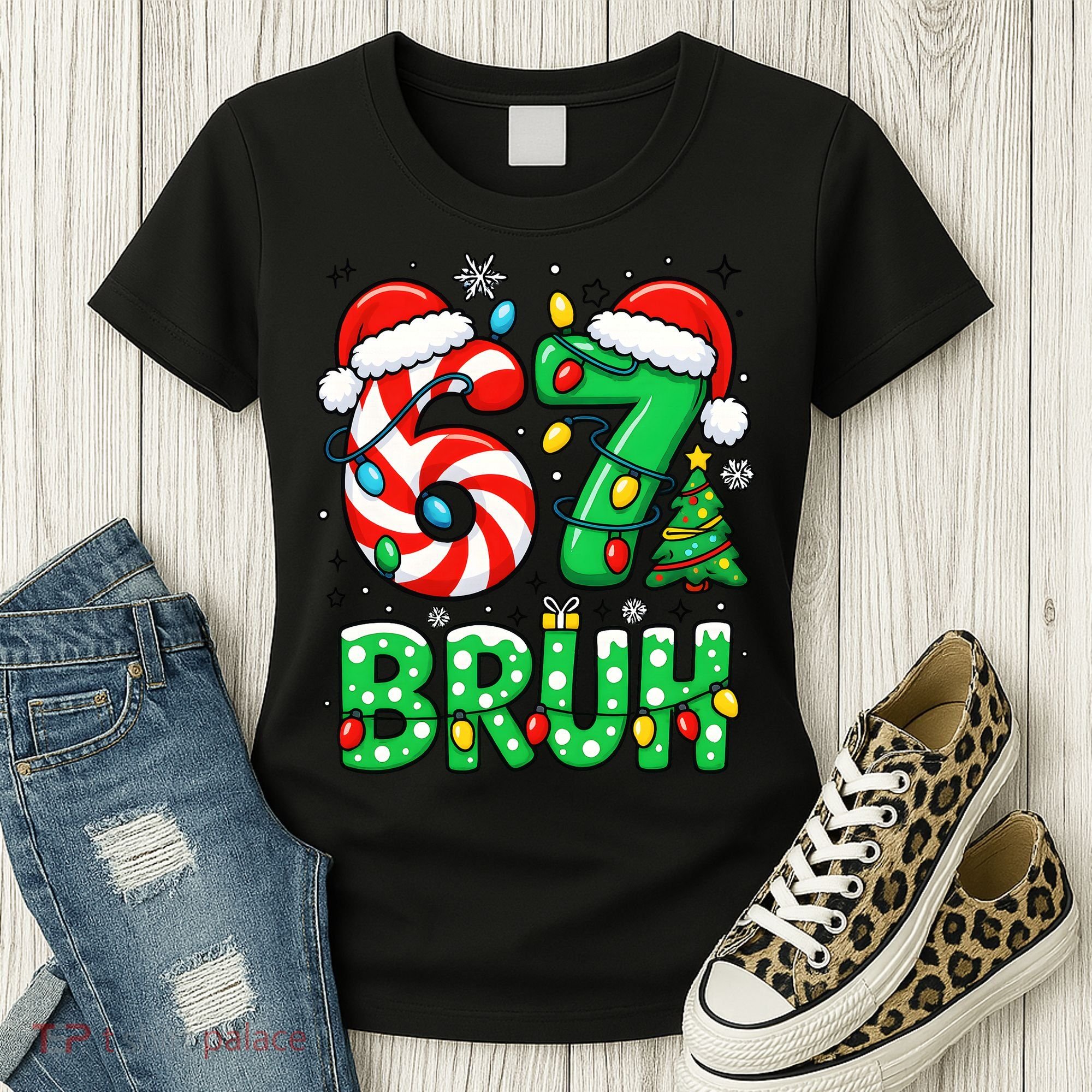 Bruh 67 Six Seven 6 7 Meme Christmas Women's T-Shirt