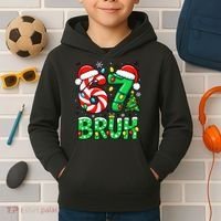 Bruh 67 Six Seven 6 7 Meme Christmas Kids Hoodie thumb 2