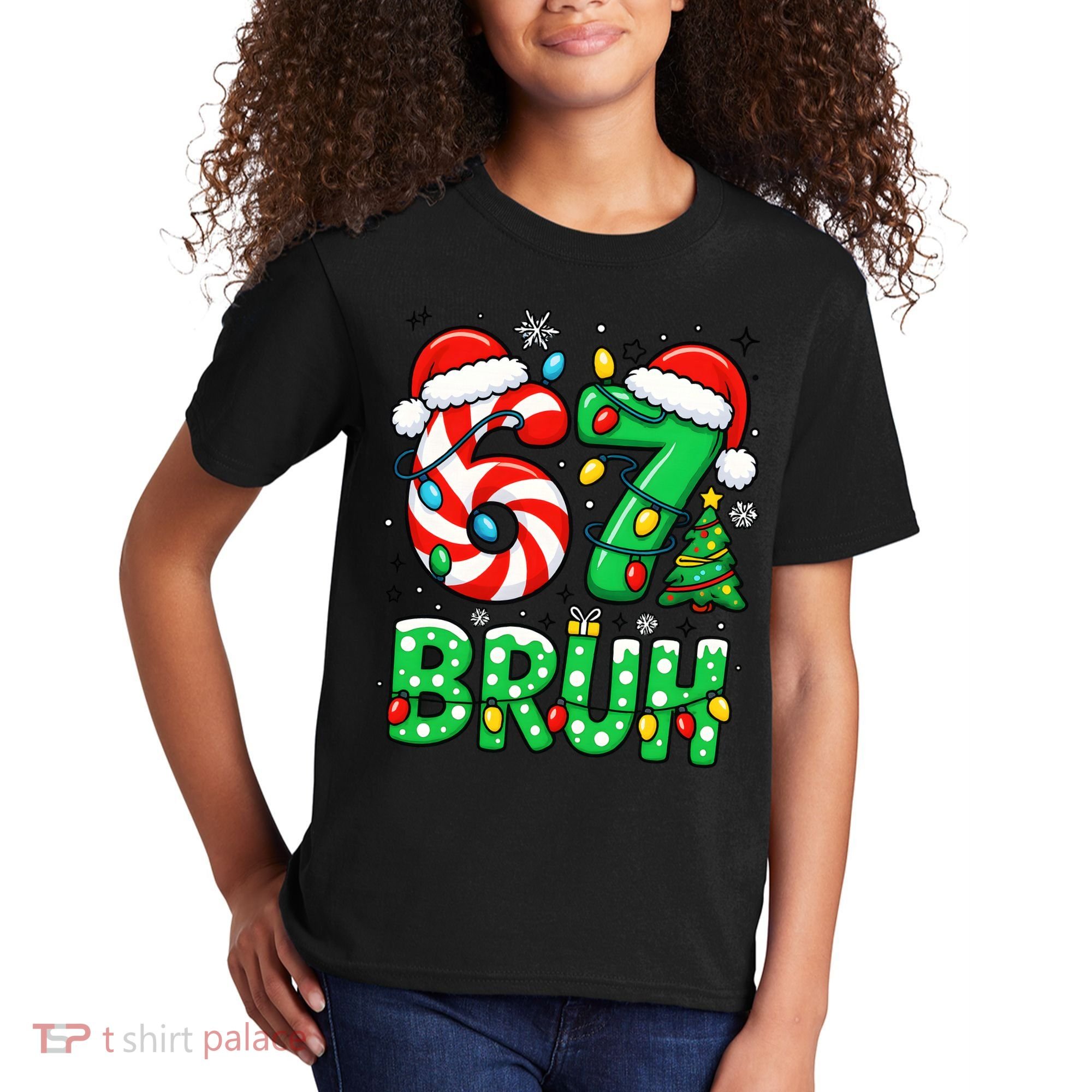 Bruh 67 Six Seven 6 7 Meme Christmas Kids T-Shirt