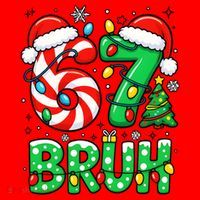 Bruh 67 Six Seven 6 7 Meme Christmas Santa Hat thumb 1