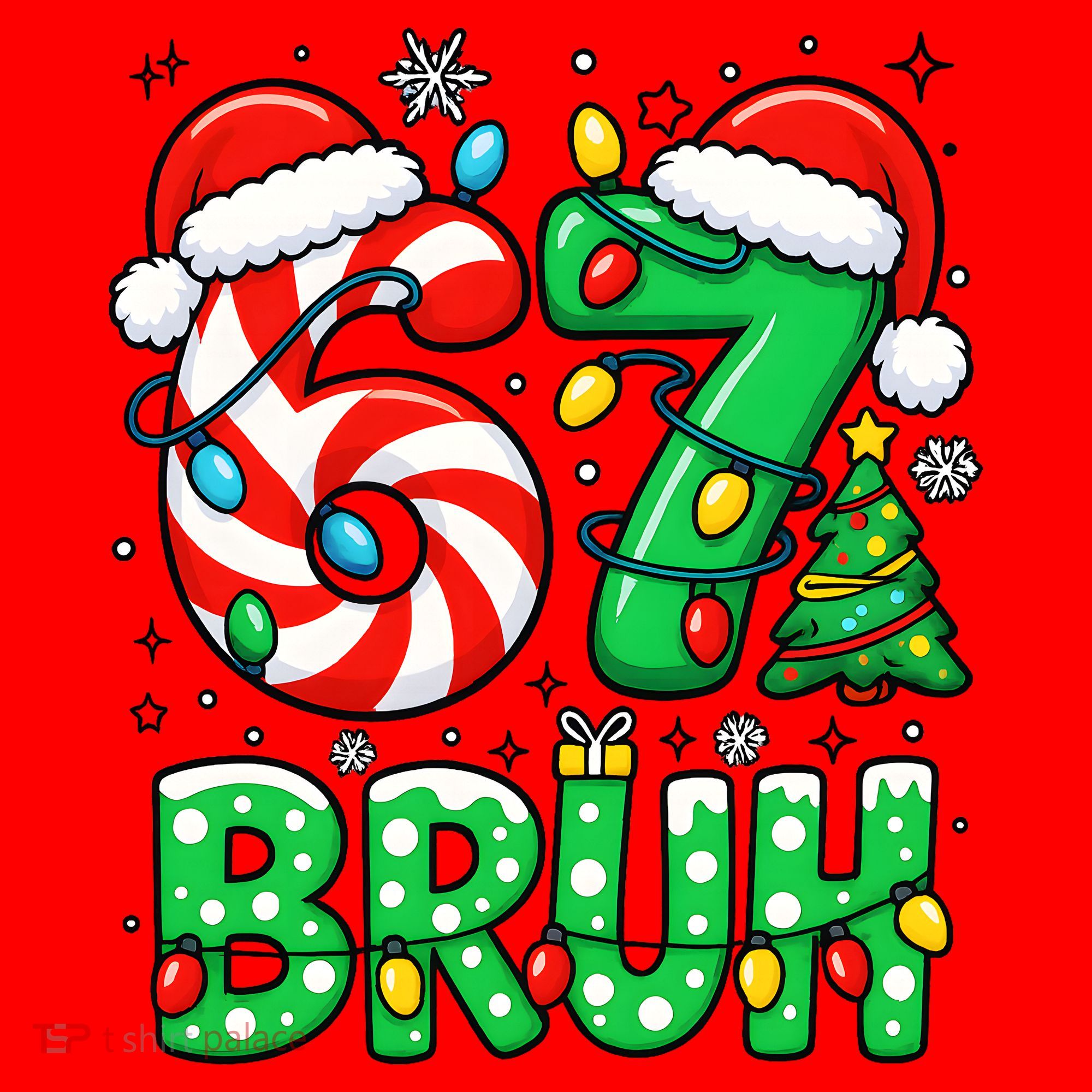 Bruh 67 Six Seven 6 7 Meme Christmas Santa Hat