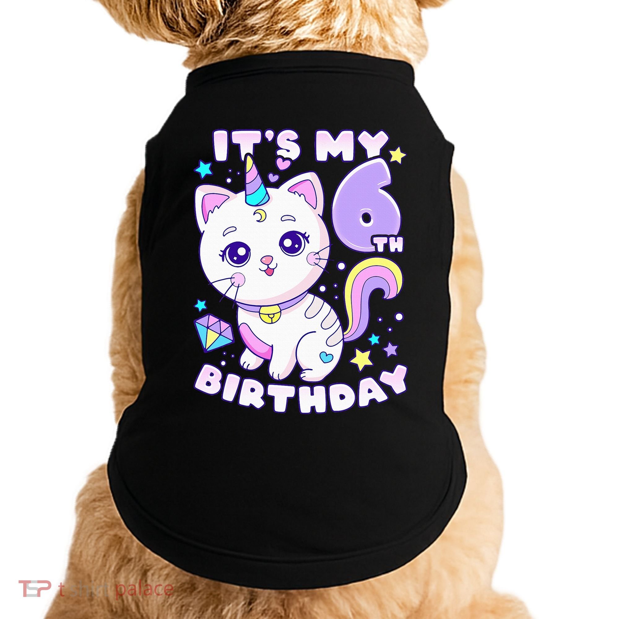 Birthday 6 years old cat unicorn 6th birthday Doggie Tank