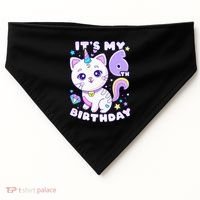 Birthday 6 years old cat unicorn 6th birthday USA-Made Doggie Bandana thumb 0