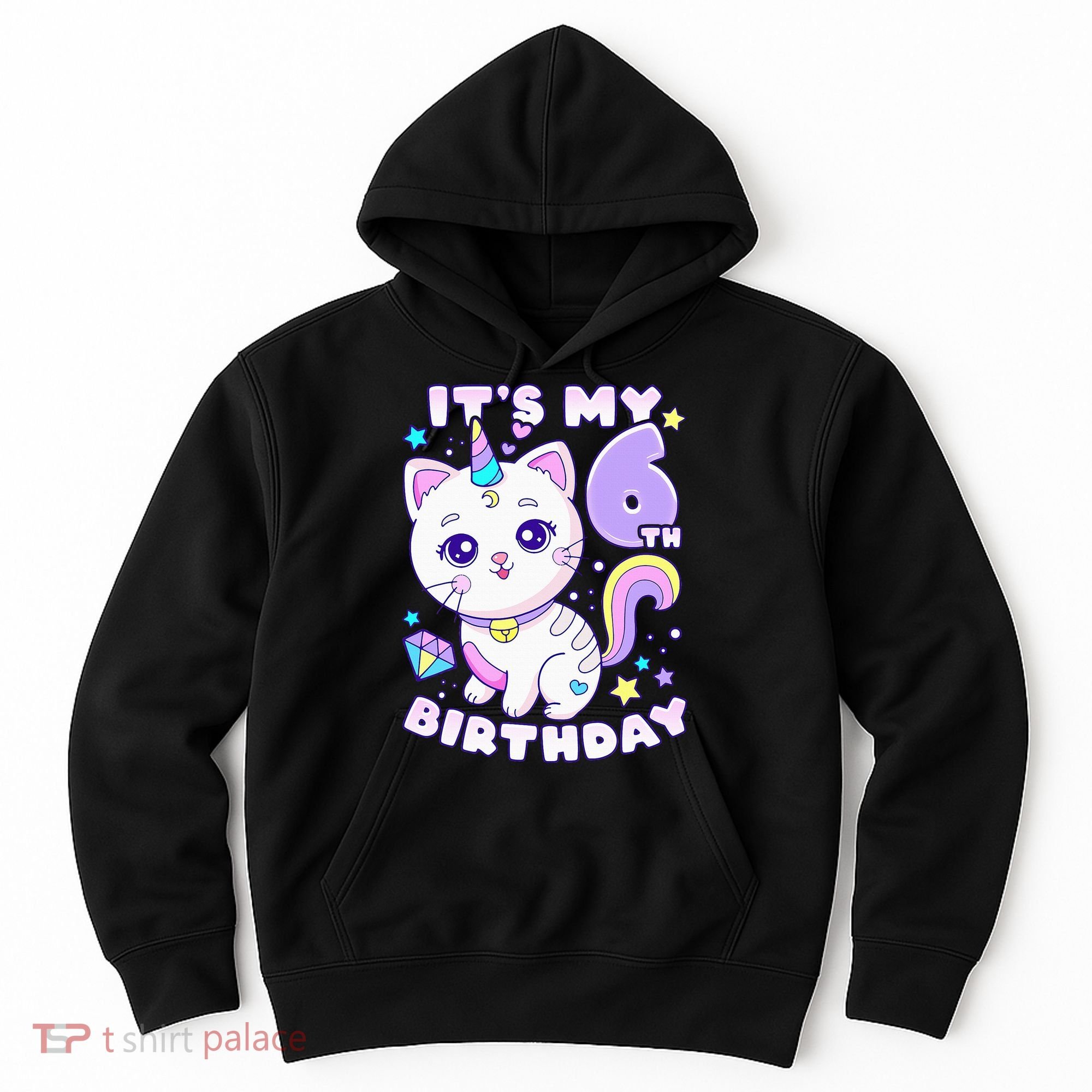 Birthday 6 years old cat unicorn 6th birthday Hoodie