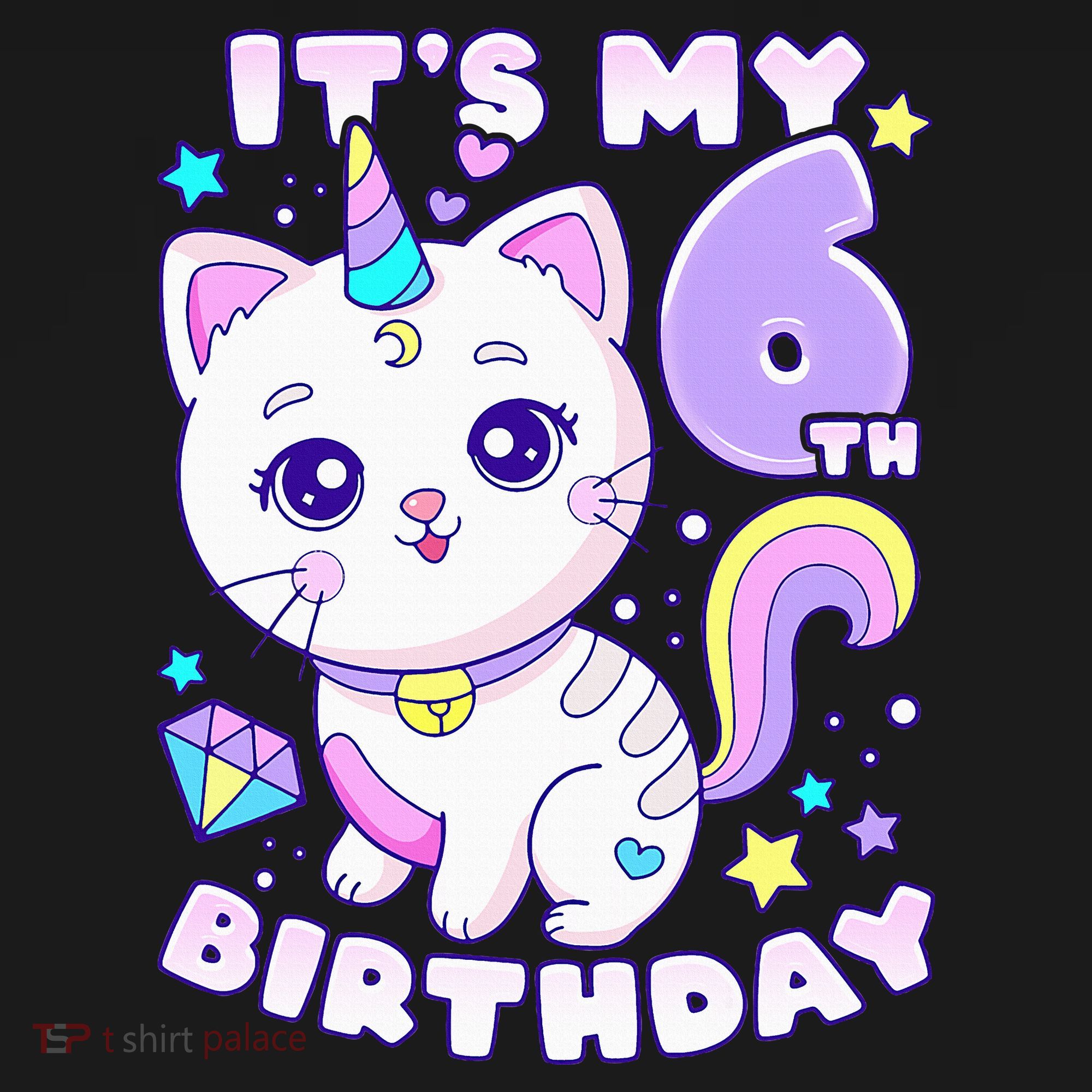 Birthday 6 years old cat unicorn 6th birthday Long Sleeve Shirt