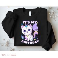 Birthday 6 years old cat unicorn 6th birthday Sweatshirt thumb 2