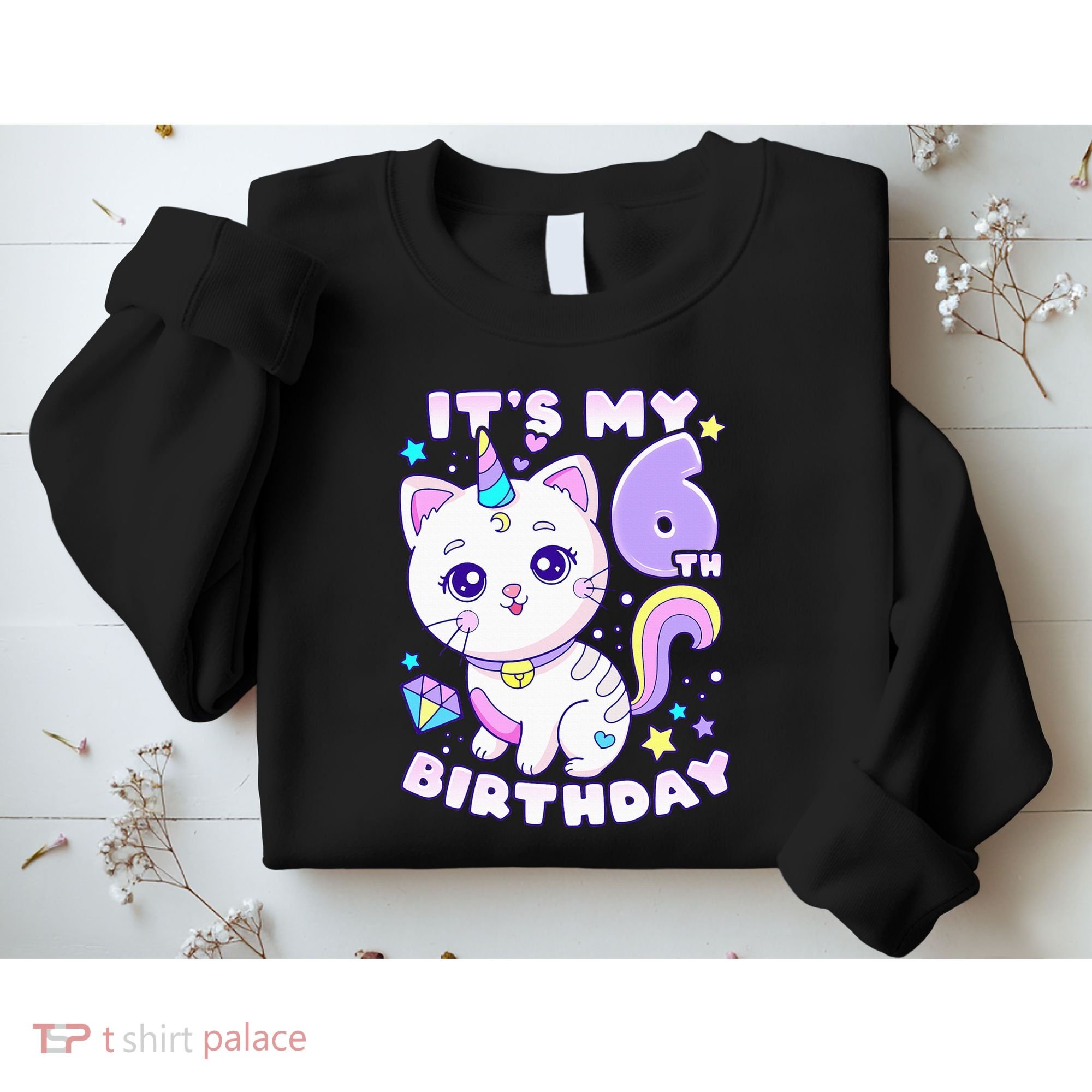 Birthday 6 years old cat unicorn 6th birthday Sweatshirt