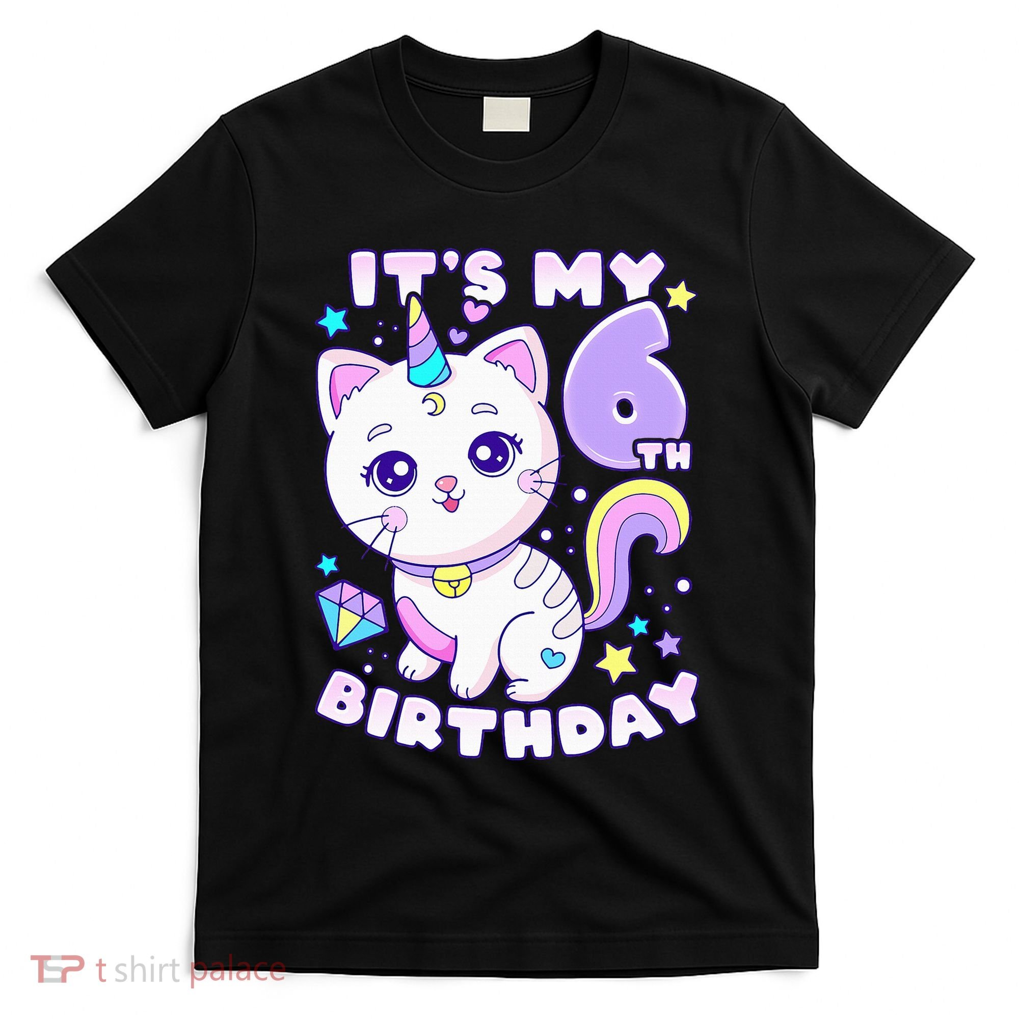 Birthday 6 years old cat unicorn 6th birthday T-Shirt