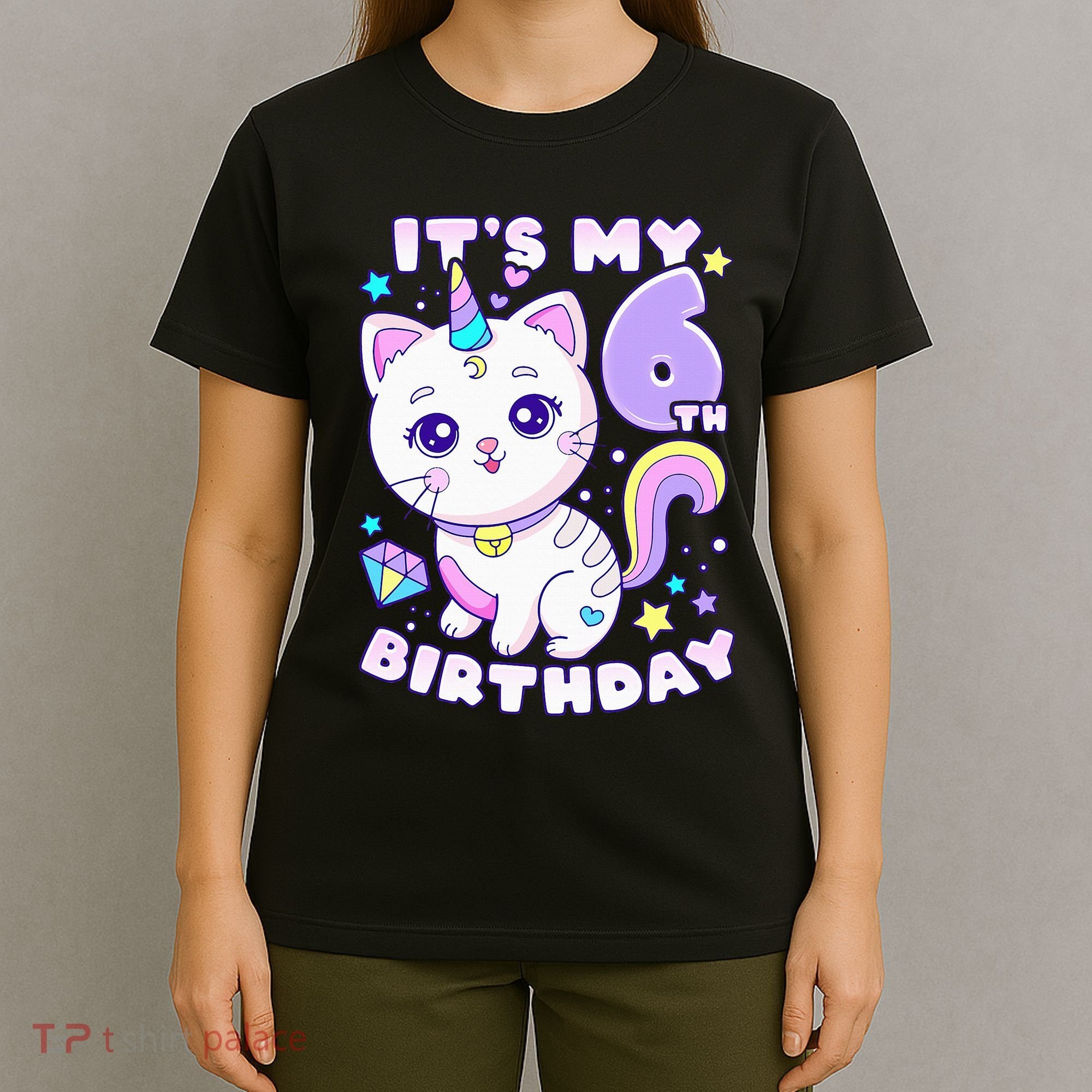 Birthday 6 years old cat unicorn 6th birthday T-Shirt
