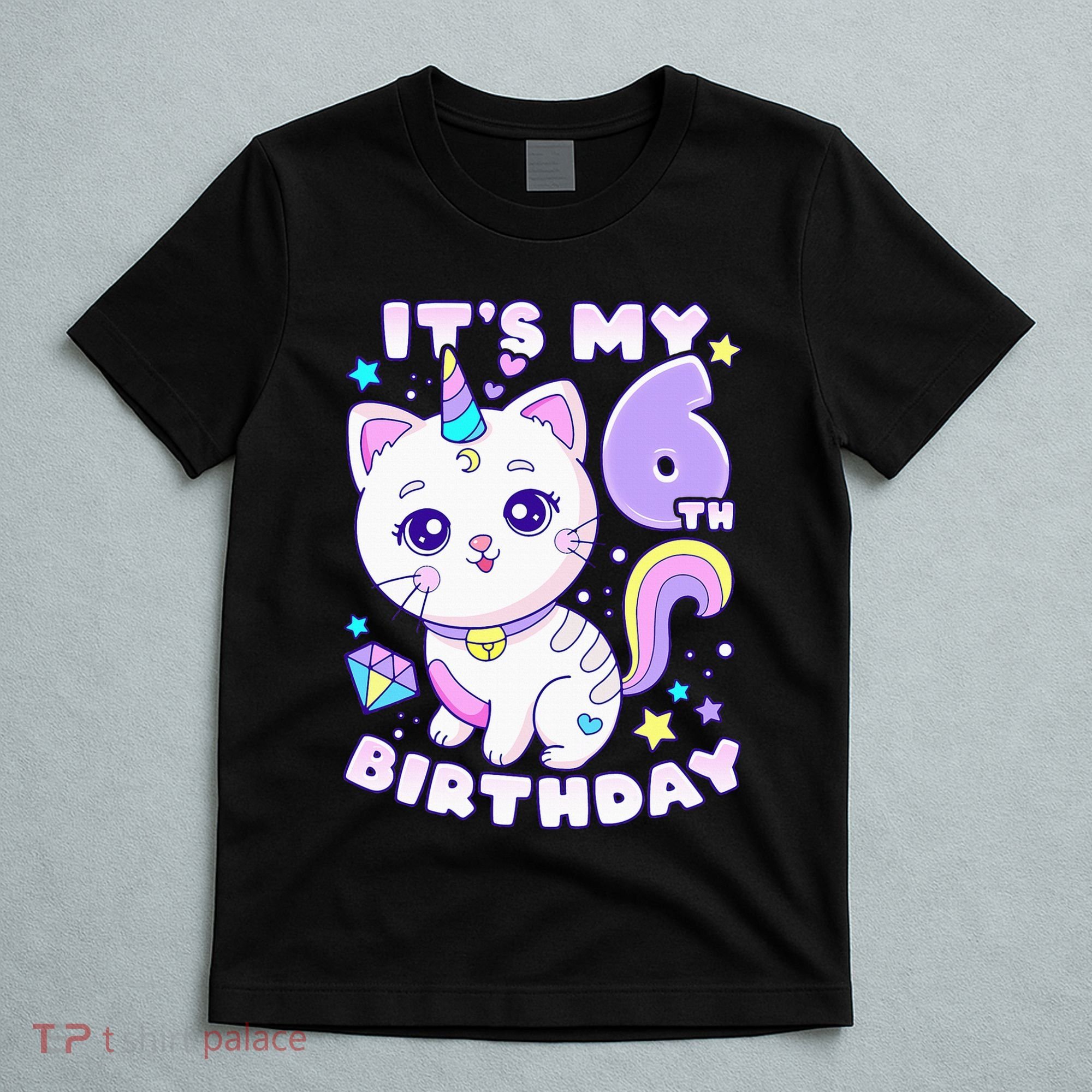 Birthday 6 years old cat unicorn 6th birthday T-Shirt