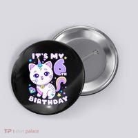 Birthday 6 years old cat unicorn 6th birthday Button thumb 0