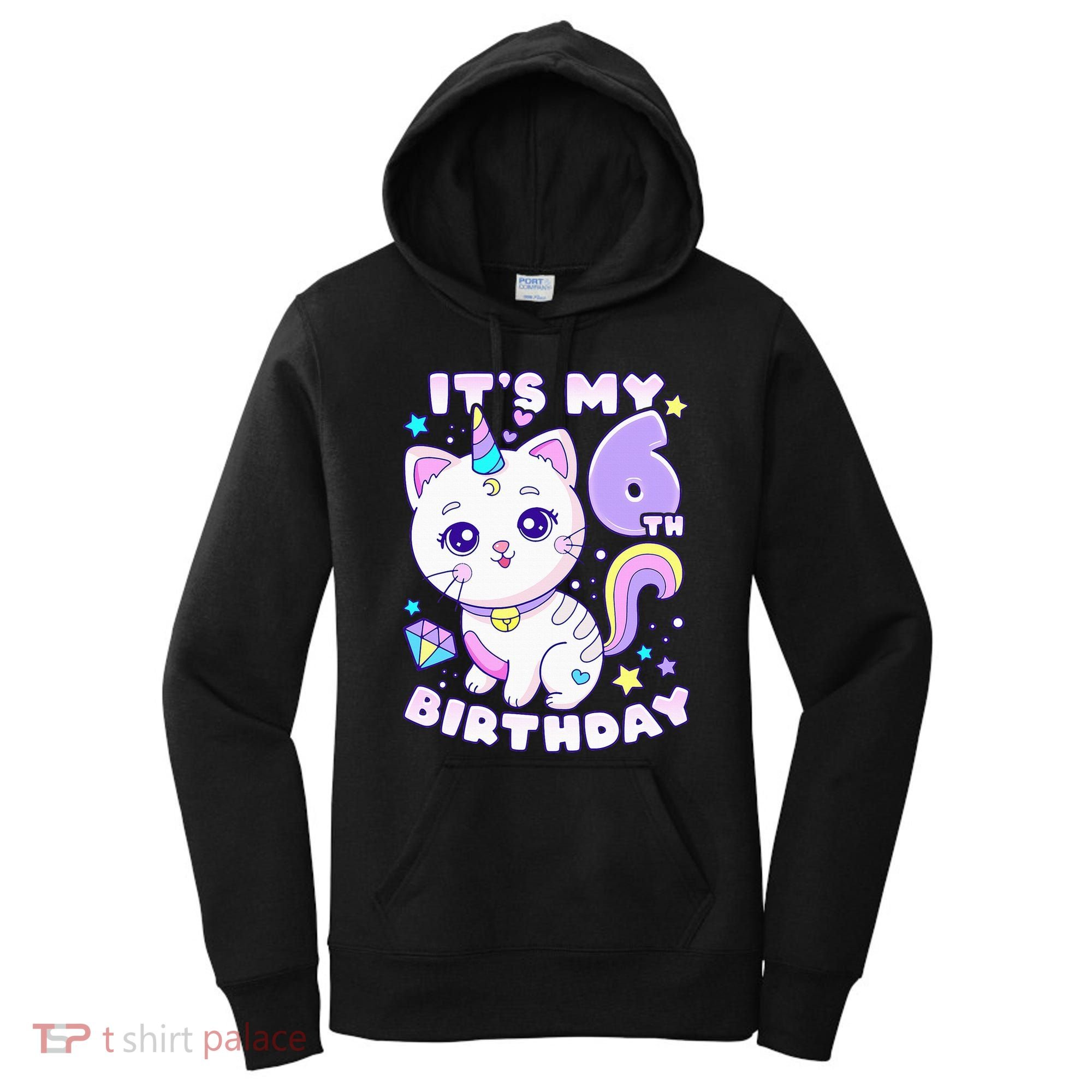 Birthday 6 years old cat unicorn 6th birthday Women's Hoodie