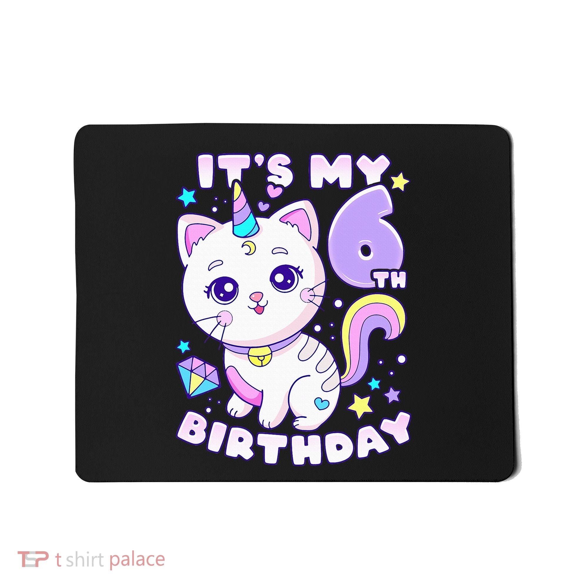 Birthday 6 years old cat unicorn 6th birthday Mousepad