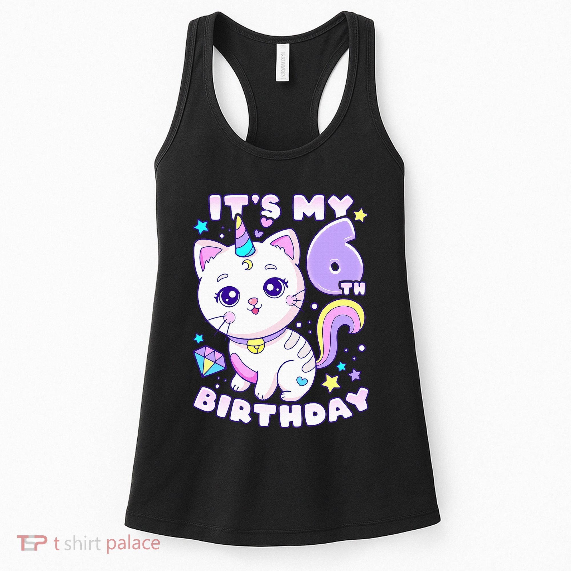 Birthday 6 years old cat unicorn 6th birthday Women's Tank Top