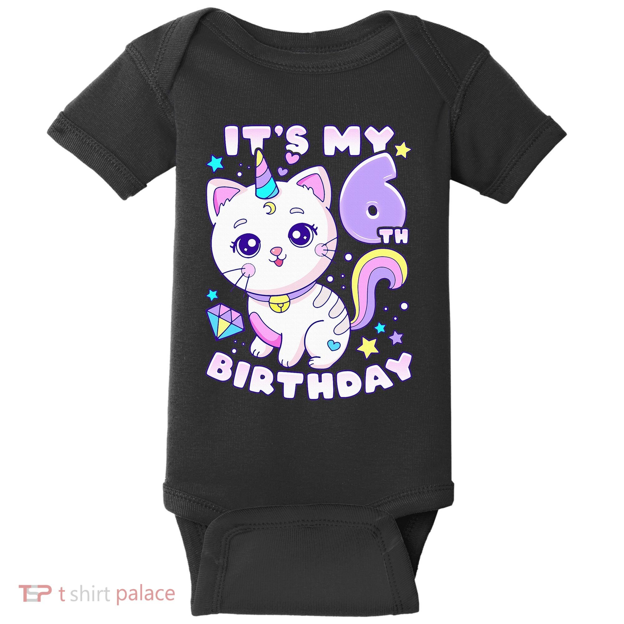 Birthday 6 years old cat unicorn 6th birthday Baby Bodysuit