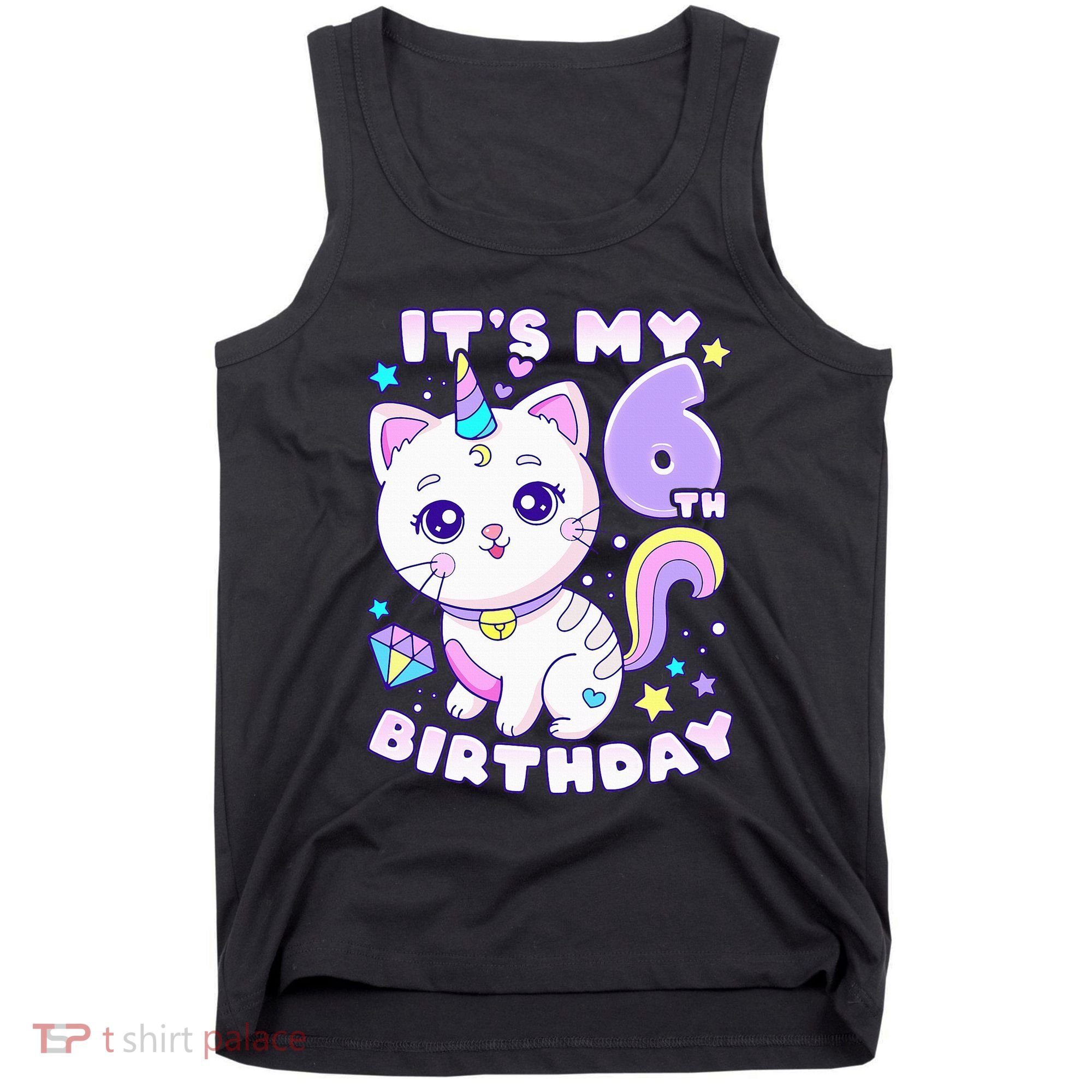 Birthday 6 years old cat unicorn 6th birthday Tank Top